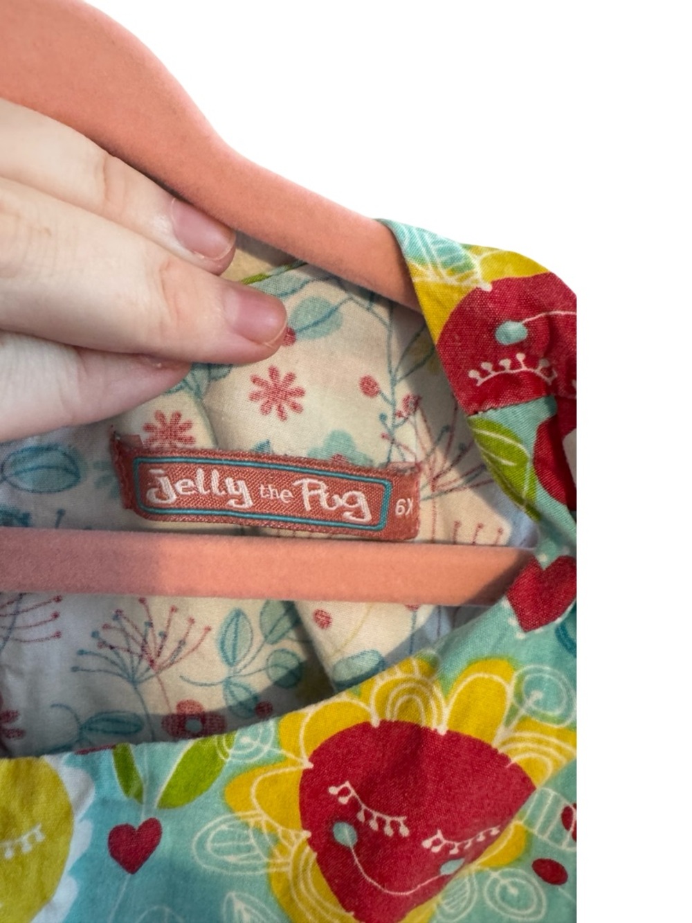 Jelly the Pug Girls Floral Tunic Top Size 6X Blue Red Printed Tank Shirt - Picture 4 of 8